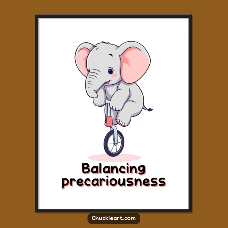 Funny Elephant Unicycle Digital Art A Hilarious Instant Download Gift