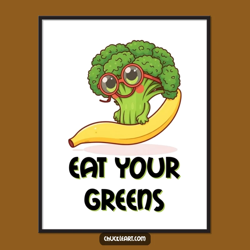 Funny Broccoli Monocle Digital Art: Determined Floret - Instant Funny Gift!