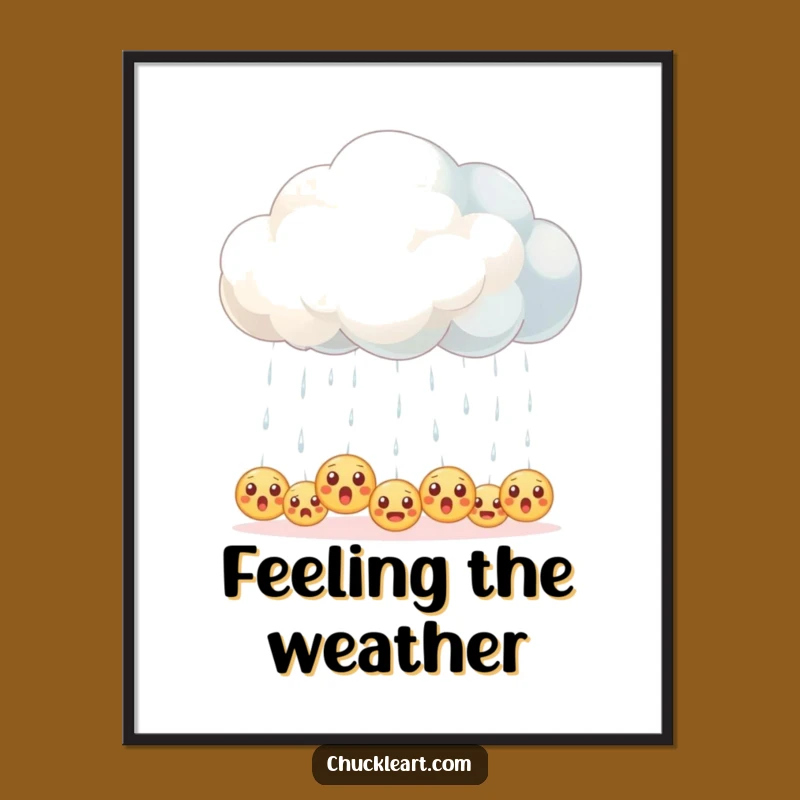 Funny Emoji Rain Cloud Digital Art - Hilarious Digital Weather Wall Decor Gift
