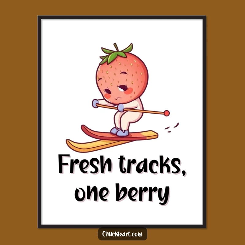 Funny Skiing Strawberry Digital Art: Instant Adventurous Wall Decor