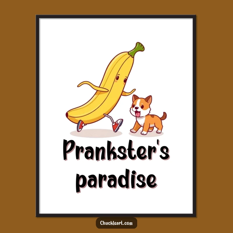 Funny Banana Peel Dog Trip Digital Art: Instant Gags for Your Walls