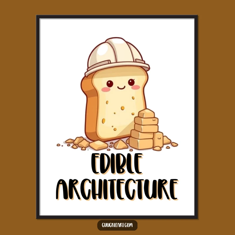 Funny Bread Builder Print: Hilarious Baker Construction Humor Digital Art!