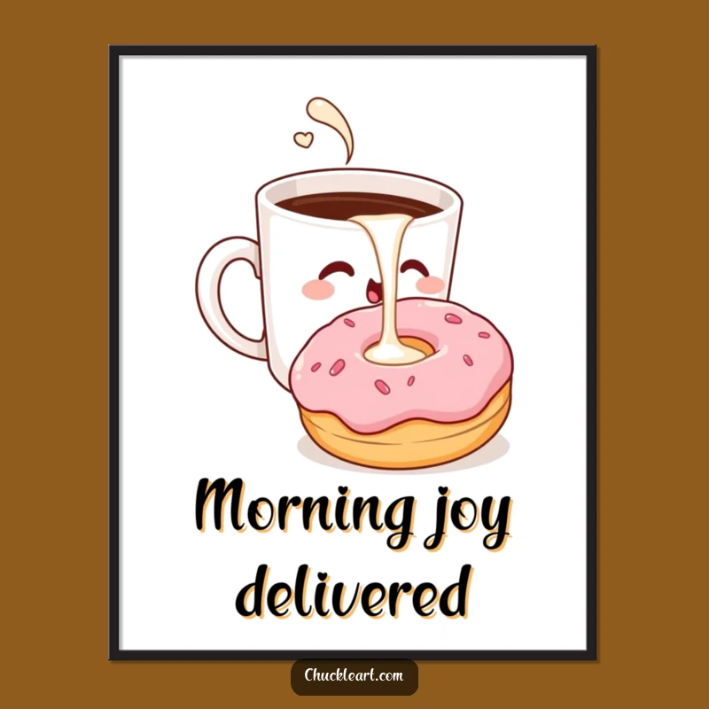 Funny Coffee & Donut Print: Cheeky Morning Treat Humor Digital Art!