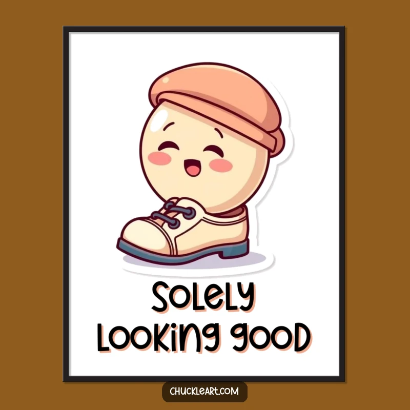 Funny Giggling Button Digital Art: Hilarious Printable of Button Shoe-Hat Design