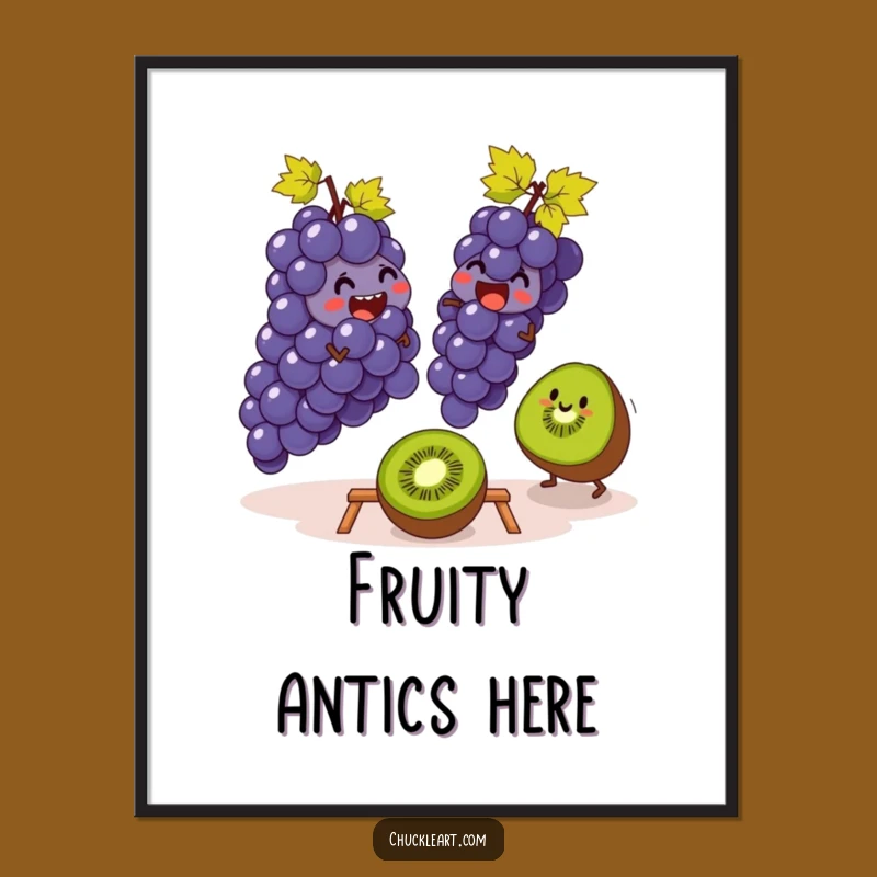 Funny Grapes & Kiwi Leapfrog Digital Art: Instant Humor Download