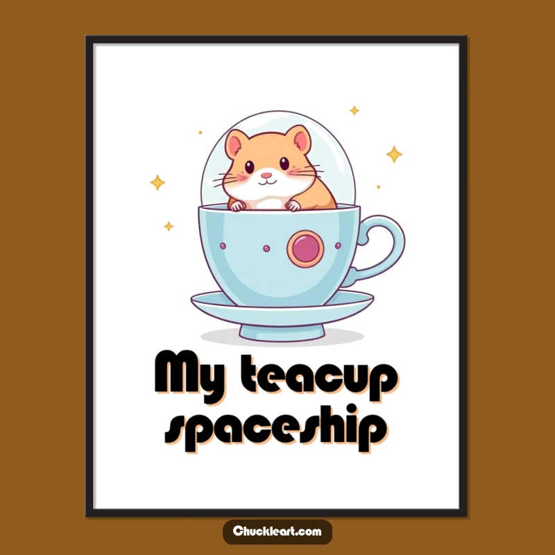 Funny Hamster Spaceship Digital Art: Instant Cosmic Laughs, Whimsical Wall Decor Gift