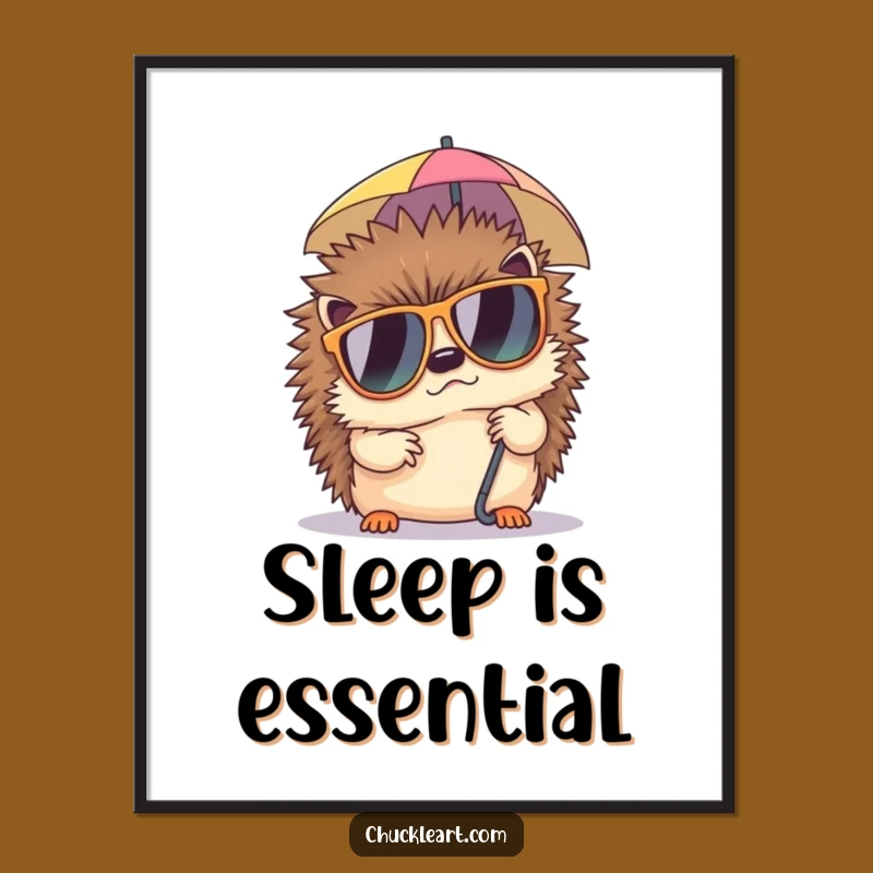 Funny Hedgehog Digital Art: Grumpy Sunglasses Nap Print, Instant Humor Decor