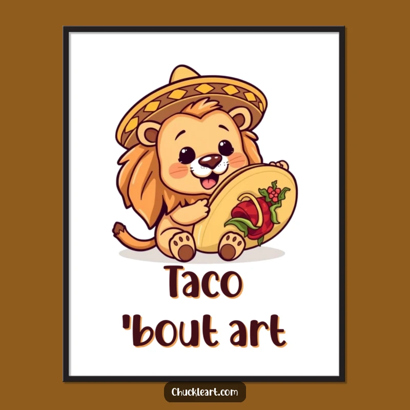 Funny Lion Taco Digital Art: Hilarious Fiesta Decor for Any Space