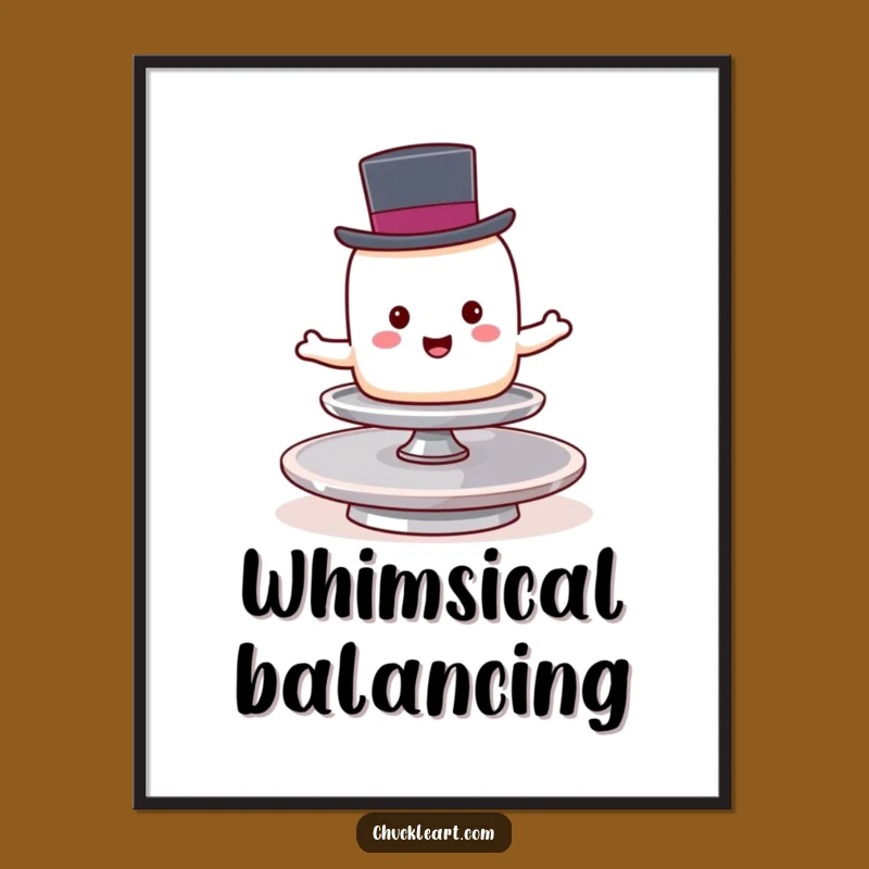 Funny Marshmallow Digital Art: Hilarious Balancing Act Scene for Instant Whimsical Decor