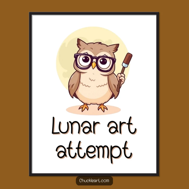 Funny Owl Moon Painting Digital Art: Hilarious Decor for Creative Spaces!