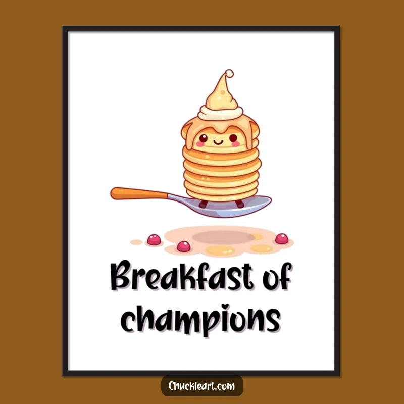 Funny Pancake Escape Digital Art: Wobbly Stack with Hats Escaping Fork - Instant Funny Gift!