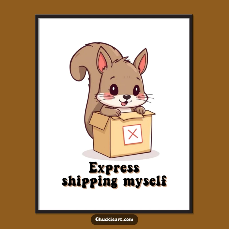 Funny Squirrel Mailing Himself Digital Print: Hilarious Animal Art Instant Download