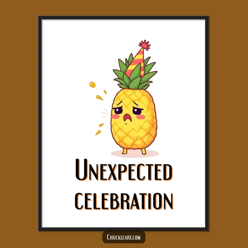Funny Startled Pineapple Digital Print: Instant Party Art