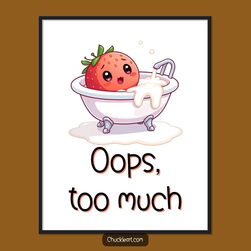 Funny Strawberry Milk Bath Digital Art: Instant Humor Download, Hilarious Wall Decor!