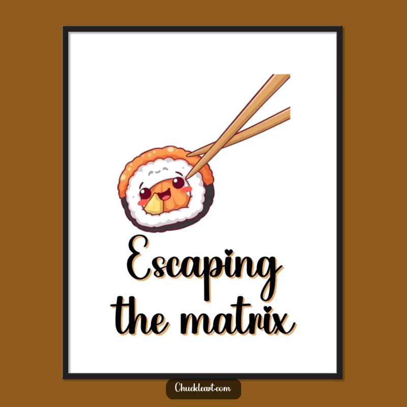 Funny Sushi Escape Art Print: Chopstick Chase - Digital Funny Gift!