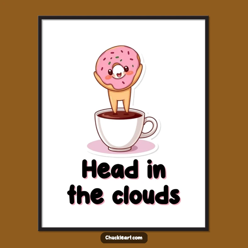 Funny Donut Headstand Art Print: Coffee Balance - Digital Funny Gift!