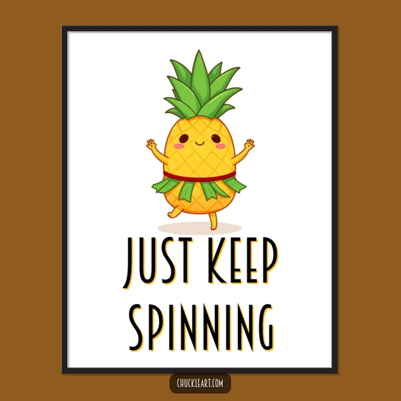 Funny Pineapple Digital Art: Tropical Dancer Print, Instant Party Decor