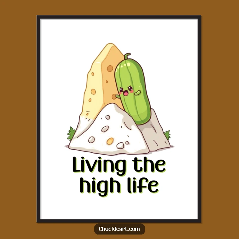 Funny Pickle Cheese Climb Digital Art - Instant Motivational Wall Decor