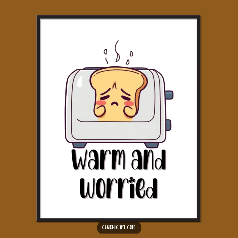 Funny Anxious Bread Toaster Digital Art: Instant Anxiety Humor for Walls