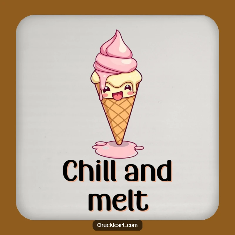 Funny Melting Ice Cream Pose Drink Coaster Set: Protect Surfaces