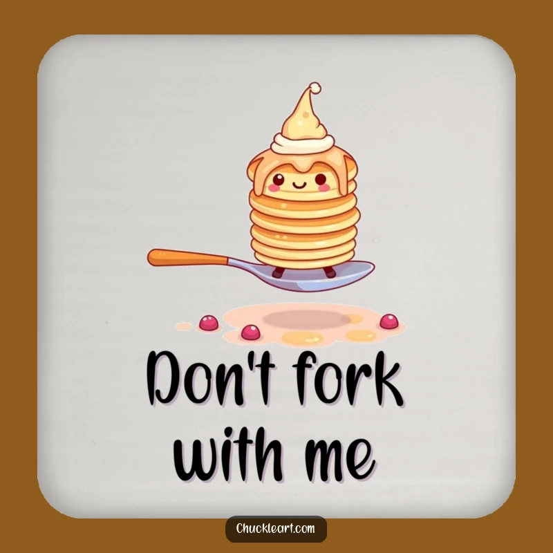Funny Pancake Escape Coaster: Wobbly Stack Dodging Fork - Protective Funny Gift!