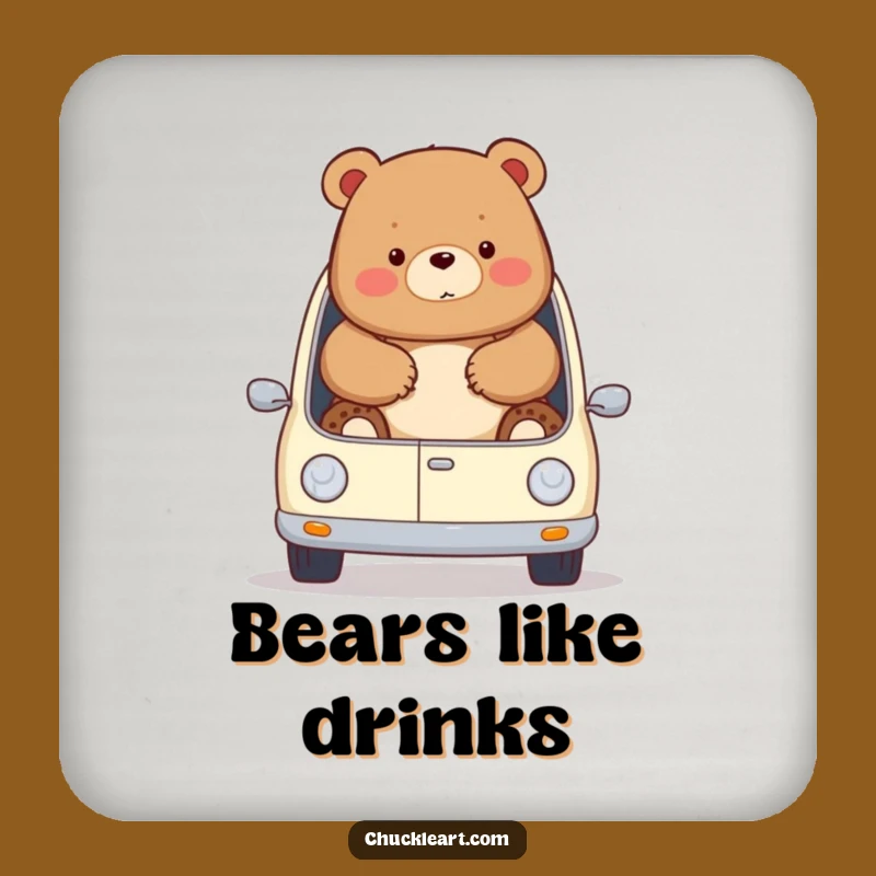 Funny Chubby Bear Car Coasters: Hilarious Auto Humor Drink Set!