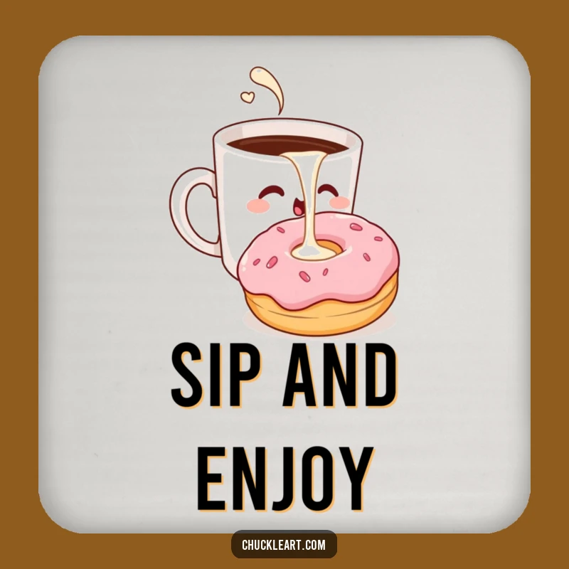 Funny Coffee & Donut Coaster: Cheeky Morning Treat Humor Drink Gift!