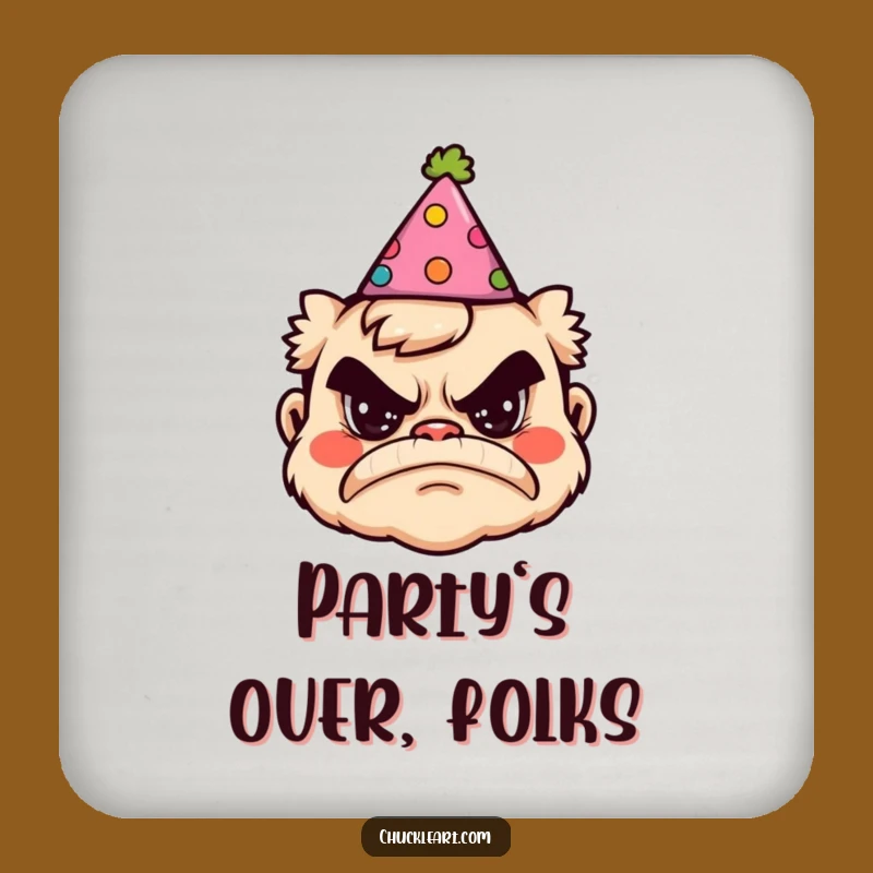 Funny Grumpy Party Hat Drink Coasters - Set of Hilarious Protective Mats
