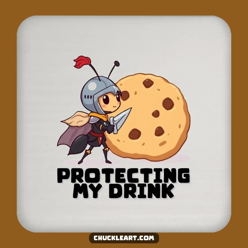 Funny Knight Ant Cookie Coaster - Protect Surfaces with Brave Feline Flair