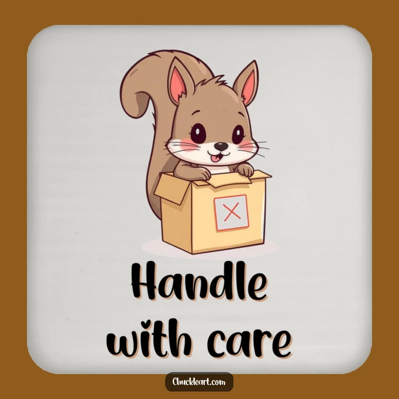Funny Squirrel Mailing Himself Coaster: Hilarious Animal Art Protector, Gift