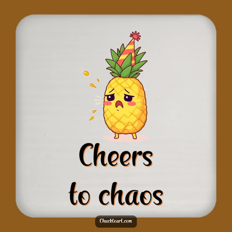 Funny Startled Pineapple Coaster: Protect Surfaces from Party Juice