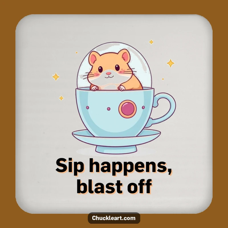 Funny Hamster Spaceship Coaster: Protect Your Drink Station, Hilarious Space Gift