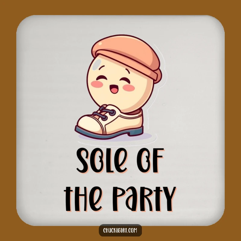 Funny Giggling Button Coaster: Protect Surfaces with This Hilarious Shoe-Hat Art