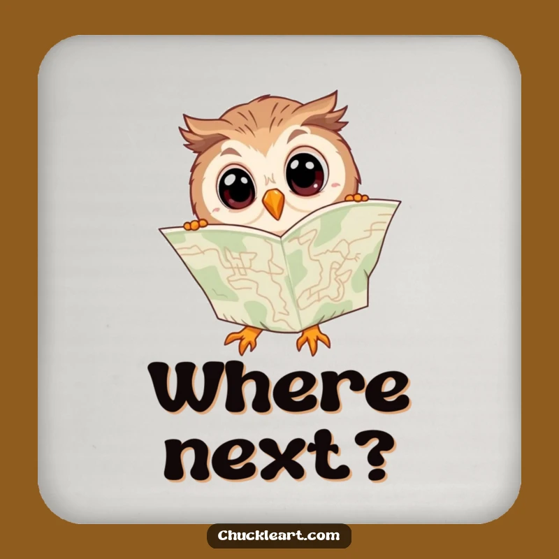 Funny Clumsy Owl Map Coaster - Hilarious Bewildered Bird Drink Protector Gift