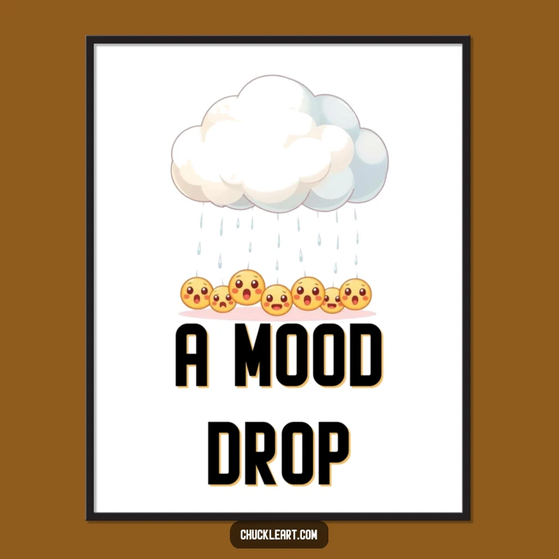 Funny Emoji Rain Cloud Poster - Hilarious Digital Weather Art Print Gift
