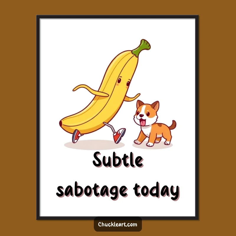 Funny Banana Peel Dog Trip Poster: Wall Art That Delivers Laughs