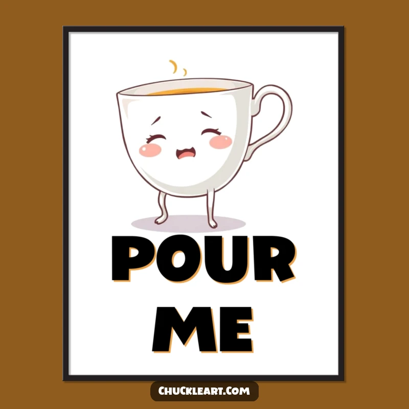 Funny Bewildered Teacup Poster: Hilarious Beverage Art for Your Home Decor