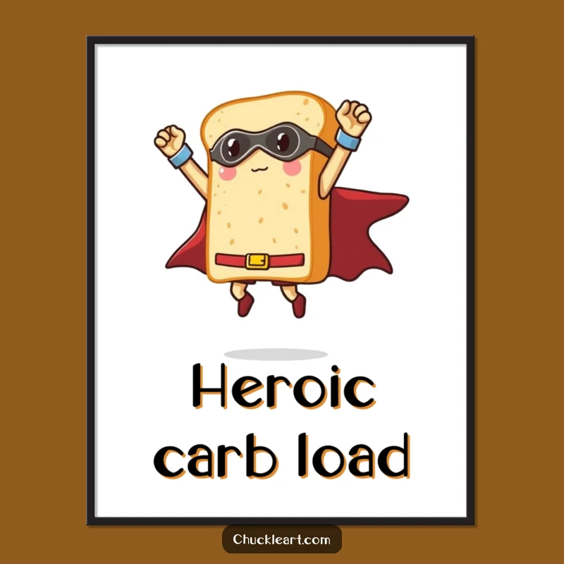 Funny Bread Superhero Poster: Triumphant Loaf Art, Hilarious Foodie Wall Decor Gift