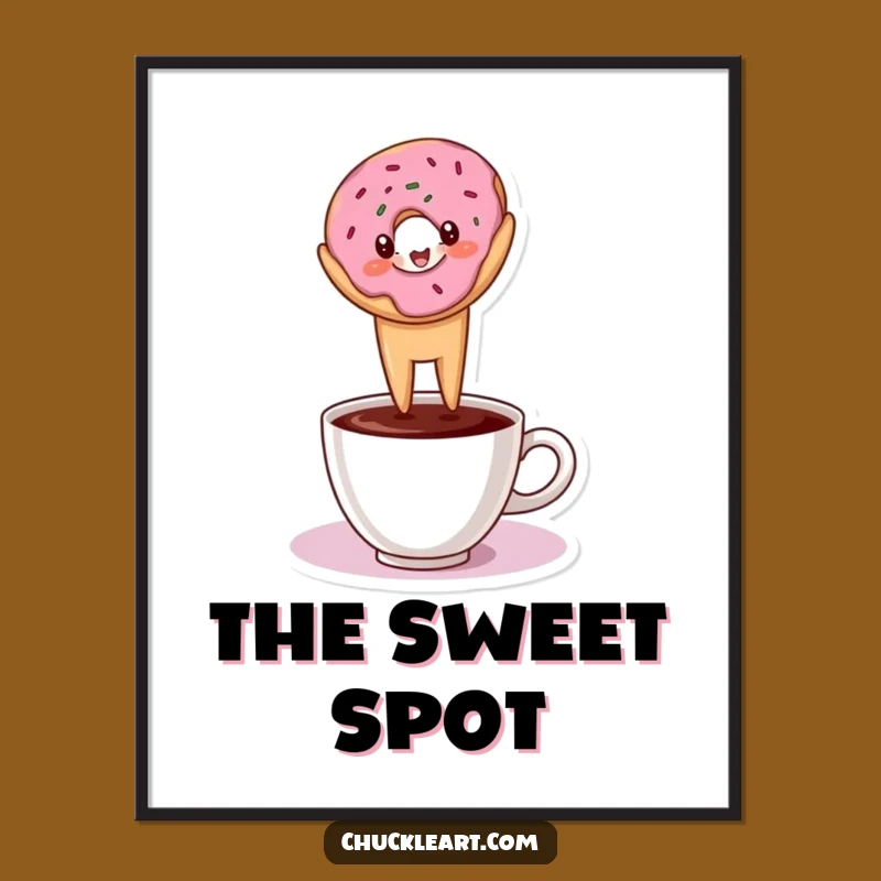 Funny Donut Headstand Poster: Coffee Balance - Wall Art Funny Gift!
