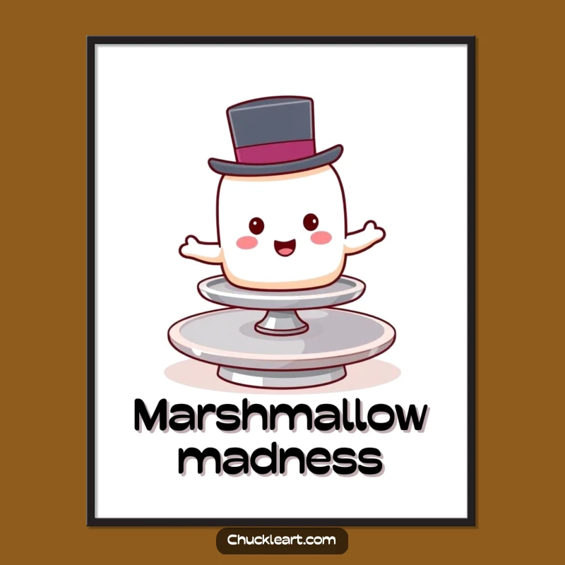Funny Marshmallow Poster: Hilarious Balancing Act Art for Whimsical Decor