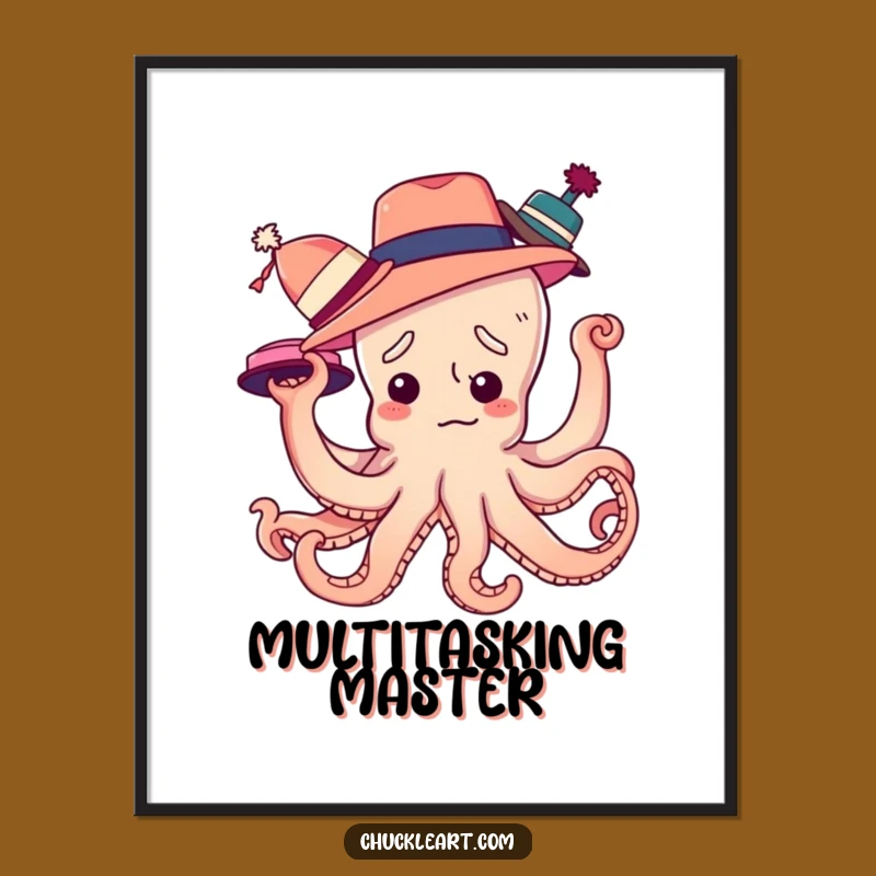 Funny Octopus Hats Poster: Hilarious Tentacle Art Print, Unique Decor