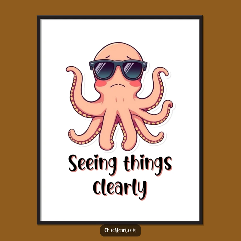 Funny Octopus Sunglasses Poster: Wall Art with a Cool, Confused Vibe