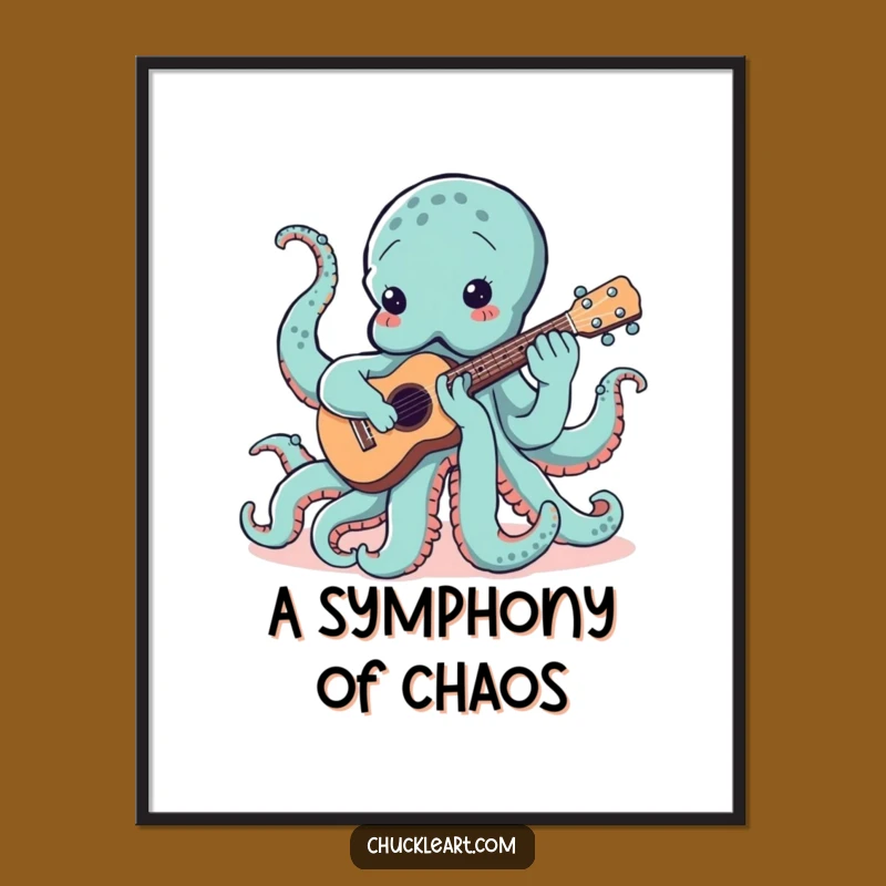 Funny Octopus Ukulele Poster: Hilarious Wall Art for Music Lovers' Spaces