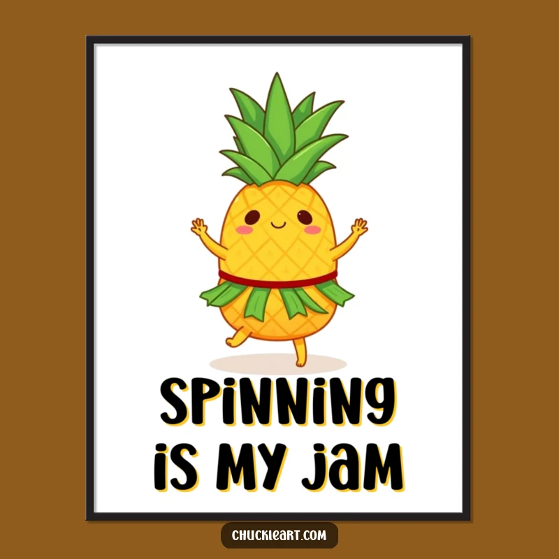 Funny Pineapple Hula Poster: Tropical Dancer Art, Vibrant Party Decor Gift