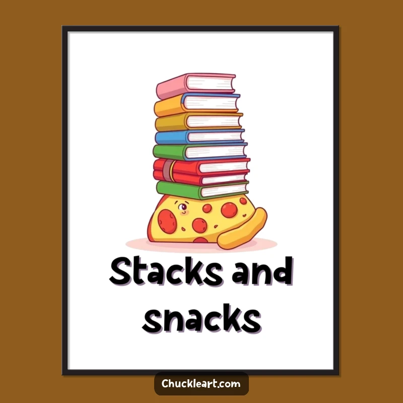 Funny Pizza Bookworm Poster - Hilarious Literary Wall Art for Your Space