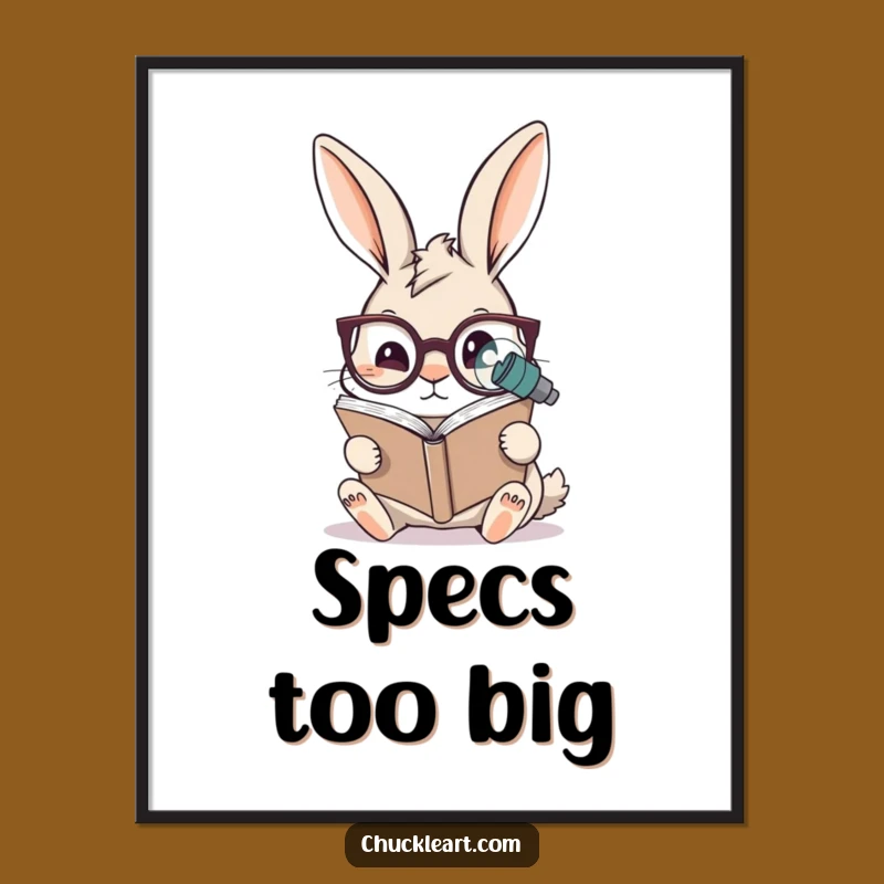 Funny Rabbit Reading Poster: Scholarly Charm, Hilarious Wall Art Gift for Book Lovers