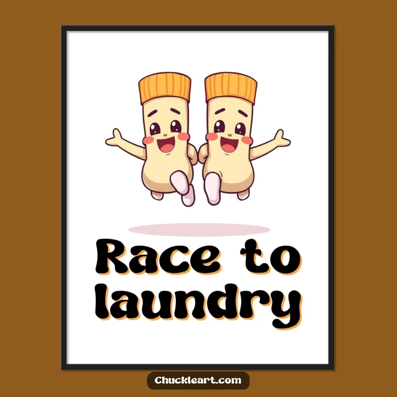 Funny Sock Race Poster: Wall Art of Footwear Frenzy, Hilarious Decor!