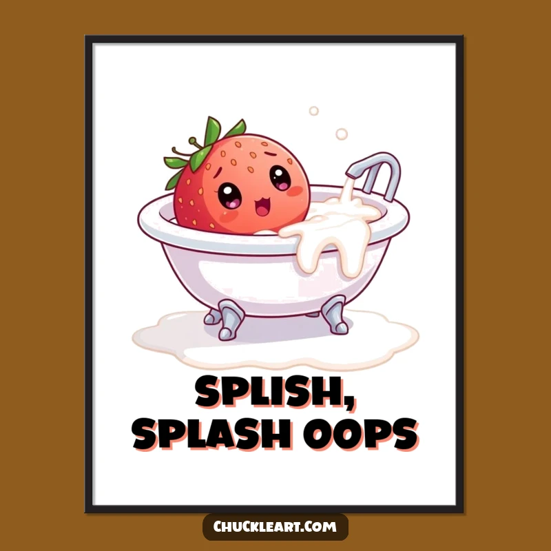 Funny Strawberry Milk Bath Poster: Wall Art Surprise, Hilarious Home Decor!
