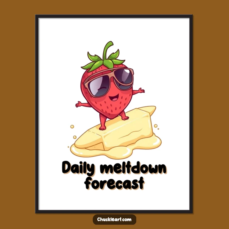 Funny Strawberry Surfing Poster: Hilarious Wall Art for a Cozy Vibe