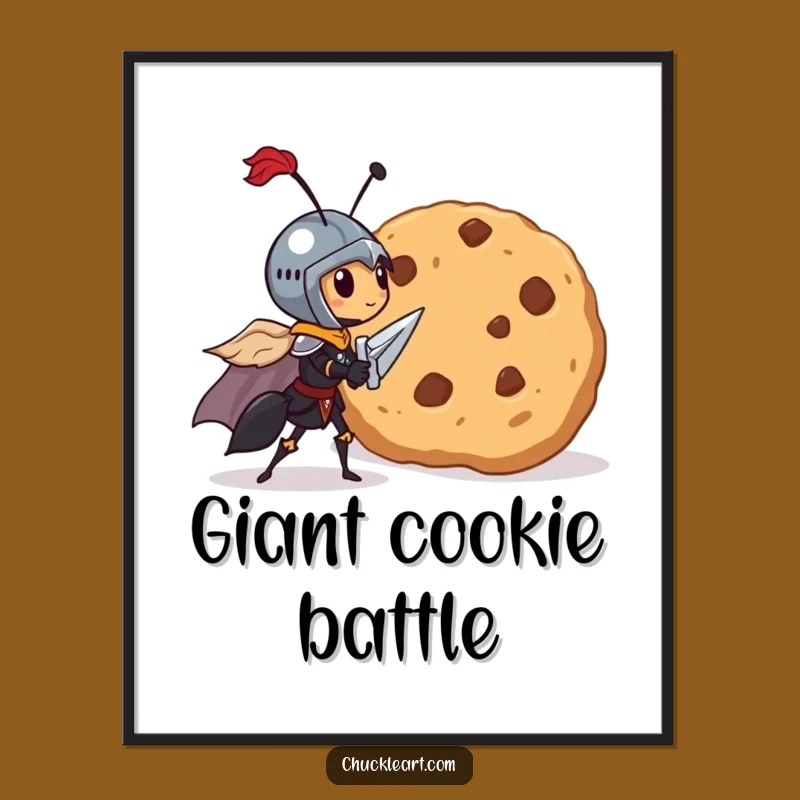 Funny Knight Ant Cookie Poster - Hilarious Fantasy Wall Art for Brave Homes